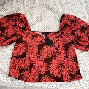 Eloquii Botanical Print Crop Blouse